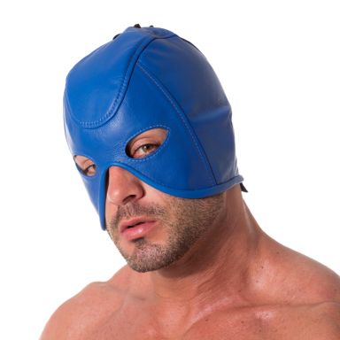 Leather Executioner Hood Blue